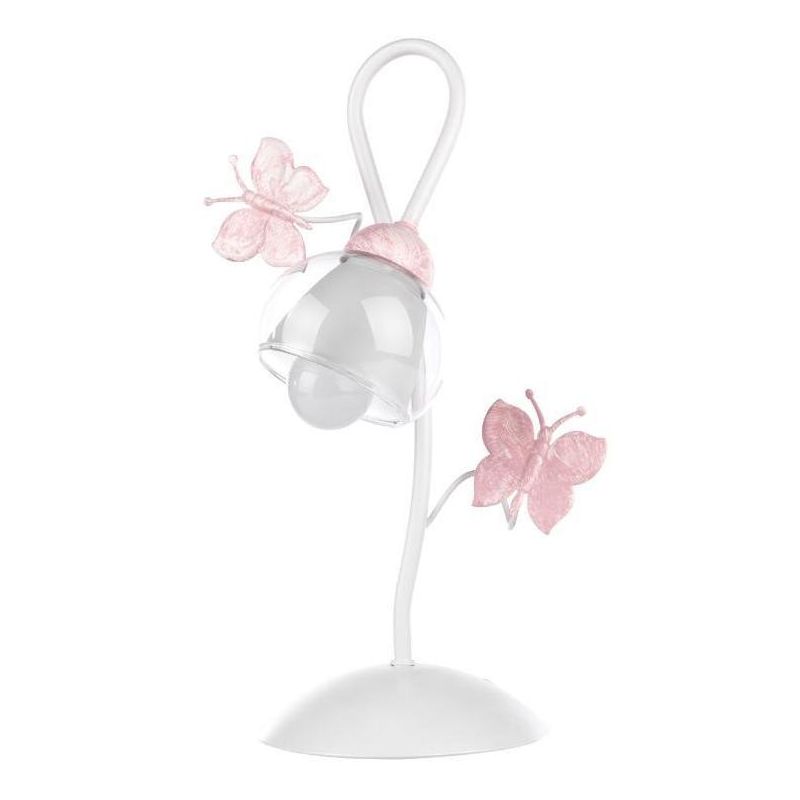 BUTTERFLY LAMPADA DA TAVOLO PER CAMERETTA BIMBE IN METALLO BIANCO CON FARFALLE ROSE CRISTALENSI LIGHT - Cristalensi Shop Online