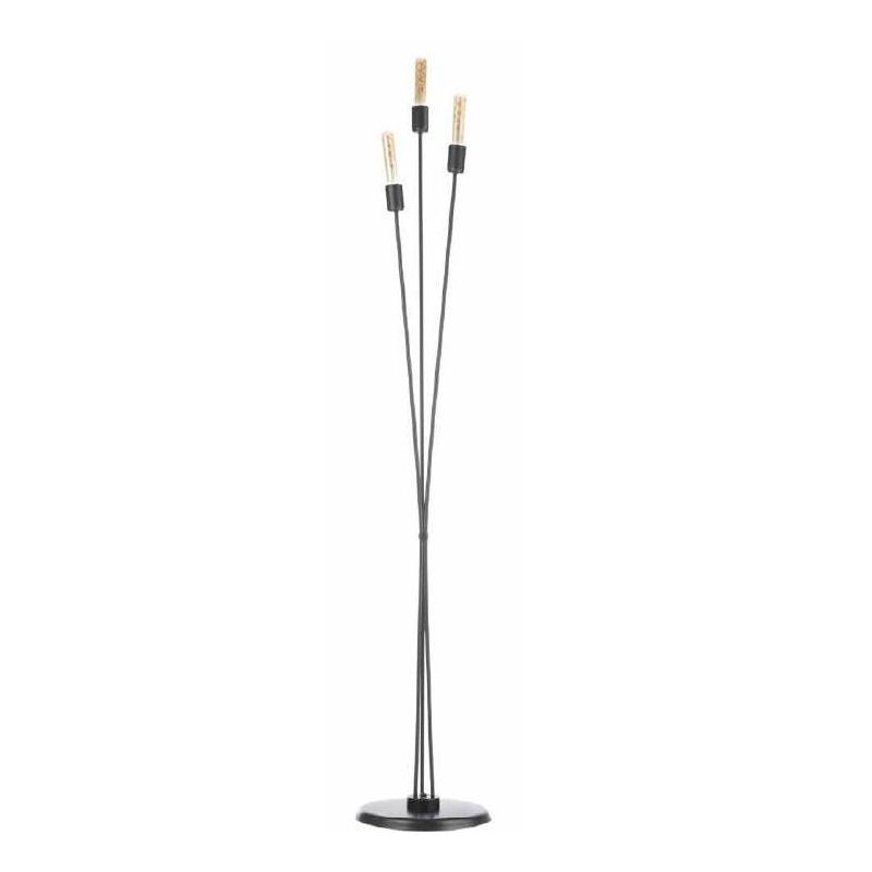 PIANTANA VINTAGE IN METALLO NERO ALTEZZA CM 180 CON 3 LAMPADINE A VISTA ATTACCO E27 CRISTALENSI LIGHT - Cristalensi Shop Online