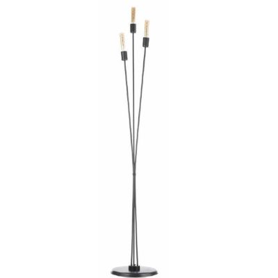 PIANTANA VINTAGE IN METALLO NERO ALTEZZA CM 180 CON 3 LAMPADINE A VISTA ATTACCO E27 CRISTALENSI LIGHT - Cristalensi Shop Online