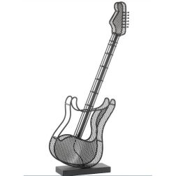 ROCK LAMPADA DA TAVOLO A FORMA DI CHITARRA IN METALLO TRAFORATO NERO LED INTEGRATO DA 12W LUCE 3000K CRISTALENSI LIGHT - Cristal 2