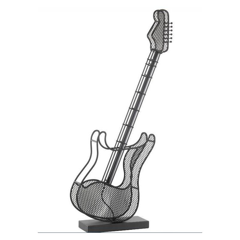 ROCK LAMPADA DA TAVOLO A FORMA DI CHITARRA IN METALLO TRAFORATO NERO LED INTEGRATO DA 12W LUCE 3000K CRISTALENSI LIGHT - Cristal