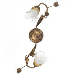 ARIANNA PLAFONIERA 2 LUCI IN METALLO BRONZO SPENNELLATO ORO CON DIFFUSORI IN VETRO SOFFIATO CRISTALENSI LIGHT - Cristalensi Shop 2