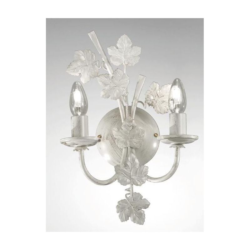 ALBA LAMPADA DA PARETE FLOREALE COLORE AVORIO ANTICO CON 2 LAMPADINE A VISTA CRISTALENSI LUX - Cristalensi Shop Online