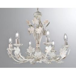 ALBA LAMPADARIO FLOREALE 6 LUCI CLASSICO AVORIO ANTICO CON LAMPADINE A VISTA CRISTALENSI LUX - Cristalensi Shop Online 2