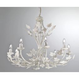 ALBA LAMPADARIO FLOREALE 8 LUCI CLASSICO AVORIO ANTICO CON LAMPADINE A VISTA CRISTALENSI LUX - Cristalensi Shop Online 2