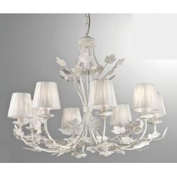 ALBA LAMPADARIO CLASSICO FLOREALE 8 LUCI AVORIO ANTICO CON PARALUMI IN TESSUTO CRISTALENSI LUX - Cristalensi Shop Online 2