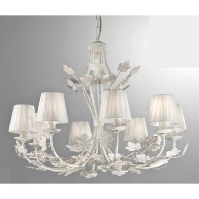 ALBA LAMPADARIO CLASSICO FLOREALE 8 LUCI AVORIO ANTICO CON PARALUMI IN TESSUTO CRISTALENSI LUX - Cristalensi Shop Online