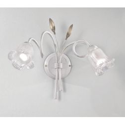 ANGELA APPLIQUE CLASSICA 2 LUCI METALLO BIANCO ANTICO CON DIFFUSORI FLOREALI IN VETRO CRISTALENSI LUX - Cristalensi Shop Online 2