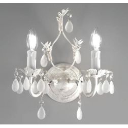 BOTTE APPLIQUE CLASSICA BIANCA CON RIFLESSI ORO E CON DUE LAMPADINE A VISTA CRISTALENSI LUX - Cristalensi Shop Online 2