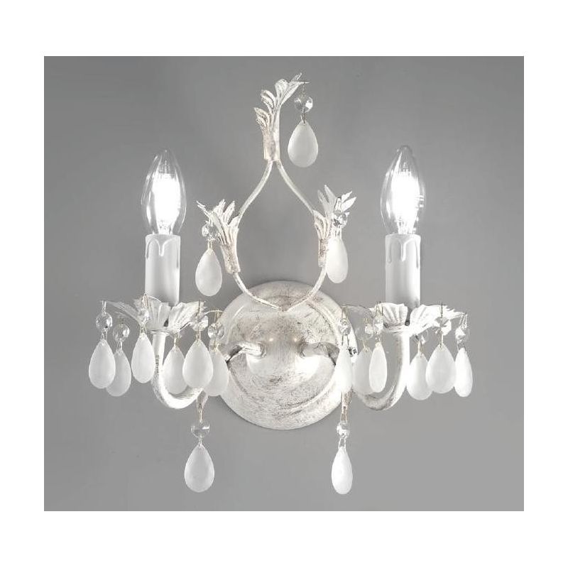 BOTTE APPLIQUE CLASSICA BIANCA CON RIFLESSI ORO E CON DUE LAMPADINE A VISTA CRISTALENSI LUX - Cristalensi Shop Online