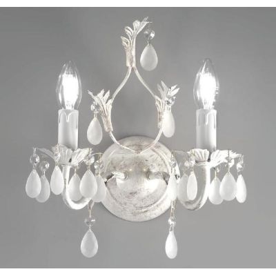 BOTTE APPLIQUE CLASSICA BIANCA CON RIFLESSI ORO E CON DUE LAMPADINE A VISTA CRISTALENSI LUX - Cristalensi Shop Online