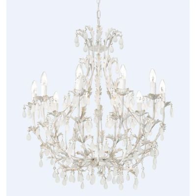 BOTTE GRANDE LAMPADARIO 10 LUCI CLASSICO BIANCO INVECCHIATO CON LAMPADINE A VISTA CRISTALENSI LUX - Cristalensi Shop Online