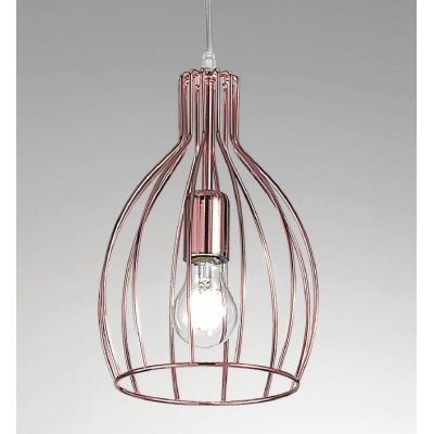 BOTTIGLIA SOSPENSIONE STILE VINTAGE CON GABBIA APERTA IN METALLO VERNICIATO RAME,NERO,CORTEN O BIANCO CRISTALENSI LUX - Cristale