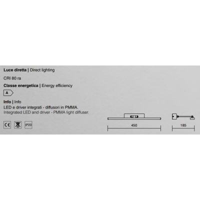 APPLIQUE PER QUADRO SPECCHIO CM 45 LED 8W CON DOPPIO SNODO LUCE CALDA E BIANCA ISYLUCE - Cristalensi Shop Online