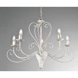 CASABLANCA LAMPADARIO CLASSICO 5 LUCI A BRACCI IN METALLO AVORIO ANTICO CRISTALENSI LUX - Cristalensi Shop Online 2