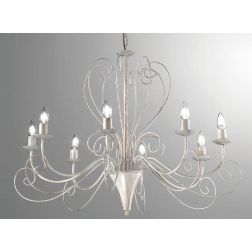 CASABLANCA LAMPADARIO CLASSICO 8 LUCI A BRACCI IN METALLO AVORIO ANTICO LAMPADINE A VISTA CRISTALENSI LUX - Cristalensi Shop Onl 2