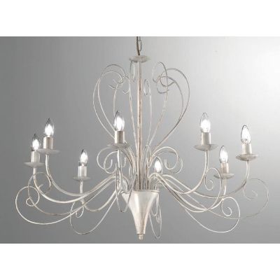CASABLANCA LAMPADARIO CLASSICO 8 LUCI A BRACCI IN METALLO AVORIO ANTICO LAMPADINE A VISTA CRISTALENSI LUX - Cristalensi Shop Onl