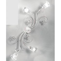 CLARISSA PLAFONIERA 4 LUCI CLASSICA BIANCO PATINATO RAME DIFFUSORI FLOREALI E DETTAGLI IN CRISTALLO CRISTALENSI LUX - Cristalens 2