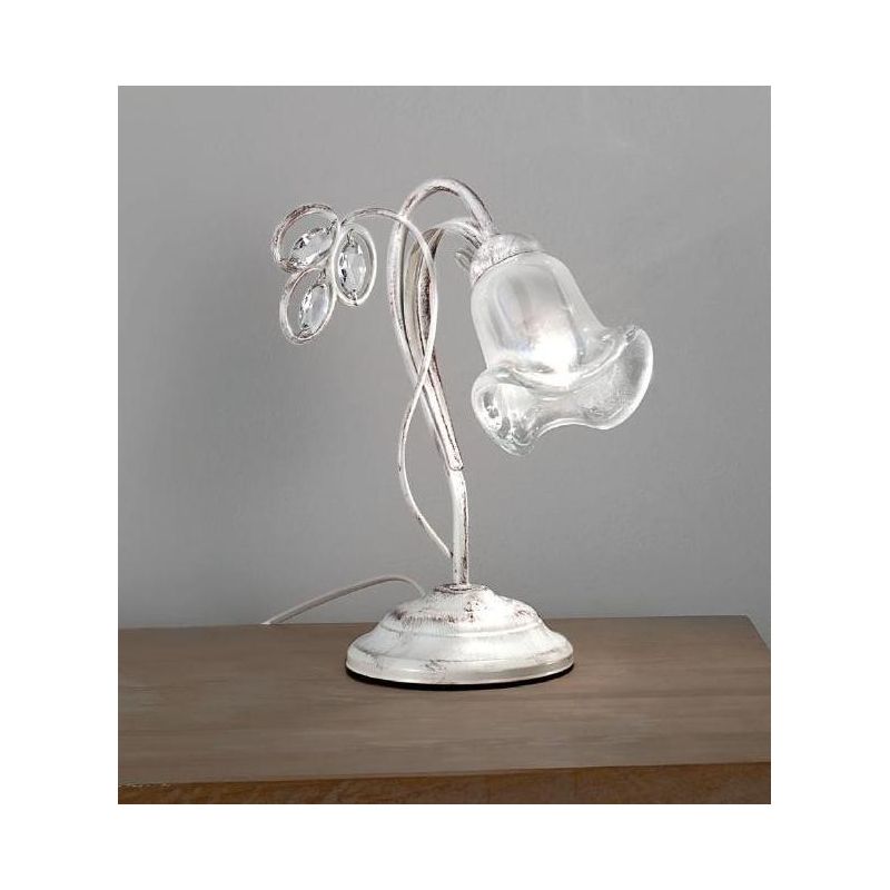 CLARISSA LUMETTO CLASSICO BIANCO PATINATO RAME DIFFUSORE FLOREALI E DETTAGLI IN CRISTALLO CRISTALENSI LUX - Cristalensi Shop Onl