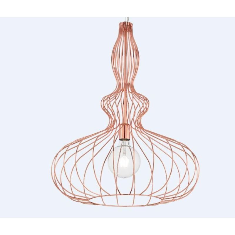 CLESSIDRA LAMPADARIO STILE VINTAGE IN METALLO RAME,BIANCO,NERO O CORTEN CON STRUTTURA APERTA A GABBIA CRISTALENSI LUX - Cristale