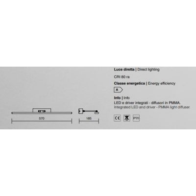 APPLIQUE QUADRO SPECCHIO LARGHEZZA 57 CM LED 12W CROMO LUCIDO DOPPIO SNODO ISYLUCE - Cristalensi Shop Online