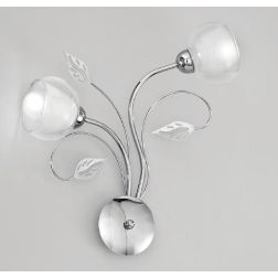 GINEVRA APPLIQUE CLASSICA 2 LUCI IN METALLO CROMO CON DIFFUSORI IN VETRO CRISTALENSI LUX - Cristalensi Shop Online 2