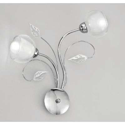 GINEVRA APPLIQUE CLASSICA 2 LUCI IN METALLO CROMO CON DIFFUSORI IN VETRO CRISTALENSI LUX - Cristalensi Shop Online