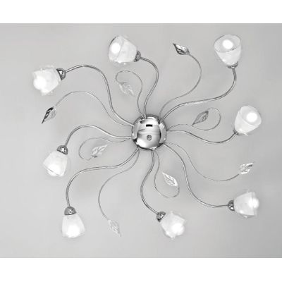 GINEVRA PL8 PLAFONIERA 8 LUCI STILE CLASSICO IN METALLO CROMO CON DIFFUSORI IN VETRO CRISTALENSI LUX - Cristalensi Shop Online