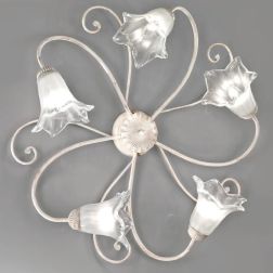 GIOIA PLAFONIERA CLASSICA AVORIO ANTICO ECONOMICA CON RICCIOLI E DIFFUSORI IN VETRO CRISTALENSI LUX - Cristalensi Shop Online 2