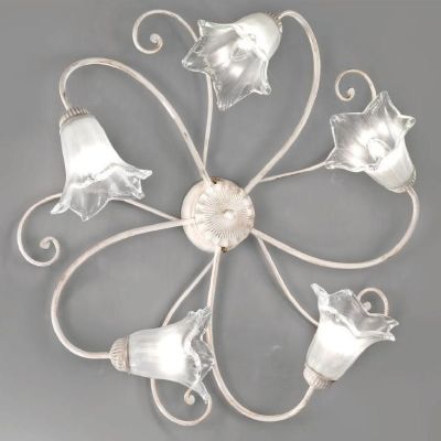 GIOIA PLAFONIERA CLASSICA AVORIO ANTICO ECONOMICA CON RICCIOLI E DIFFUSORI IN VETRO CRISTALENSI LUX - Cristalensi Shop Online