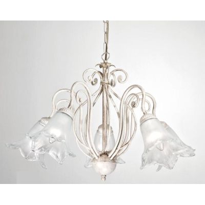 GIOIA LAMPADARIO COLORE AVORIO ANTICO CLASSICO ED ECONOMICO CON RICCIOLI E DIFFUSORI IN VETRO CRISTALENSI LUX - Cristalensi Shop