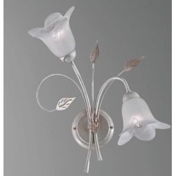 GRETA APPLIQUE 2 LUCI METALLO BIANCO ANTICO CON DIFFUSORI FLOREALI IN VETRO CLASSICA ED ECONOMICA CRISTALENSI LUX - Cristalensi 2