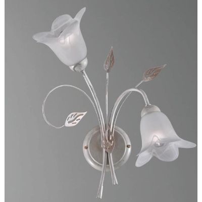 GRETA APPLIQUE 2 LUCI METALLO BIANCO ANTICO CON DIFFUSORI FLOREALI IN VETRO CLASSICA ED ECONOMICA CRISTALENSI LUX - Cristalensi