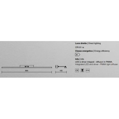 LAMPADA PARETE PER SPECCHIO QUADRO LARGHEZZA 89 CM LED 18W CROMO LUCIDO DOPPIO SNODO ISYLUCE - Cristalensi Shop Online
