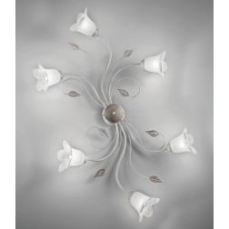 GRETA PLAFONIERA METALLO BIANCO ANTICO CON DIFFUSORI FLOREALI IN VETRO CLASSICA ED ECONOMICA CRISTALENSI LUX - Cristalensi Shop 2