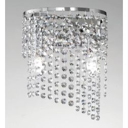 ISABELLA APPLIQUE IN METALLO CROMATO 2 LUCI CON PENDAGLI IN CRISTALLO TRASPARENTE CRISTALENSI LUX - Cristalensi Shop Online 2