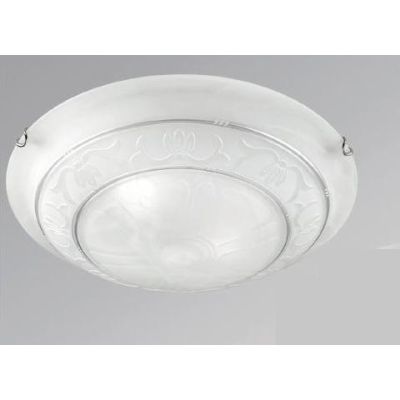 ISCHIA PLAFONIERA IN STILE CLASSICO D30 IN VETRO SATINATO CON DECORO AMBRA O ARGENTO CRISTALENSI LUX - Cristalensi Shop Online