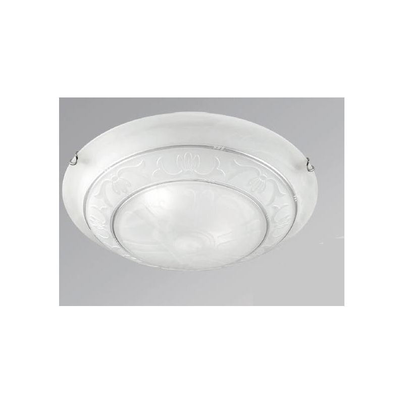 ISCHIA PLAFONIERA CLASSICA D40 IN VETRO SATINATO CON DECORO AMBRA O ARGENTO CRISTALENSI LUX - Cristalensi Shop Online