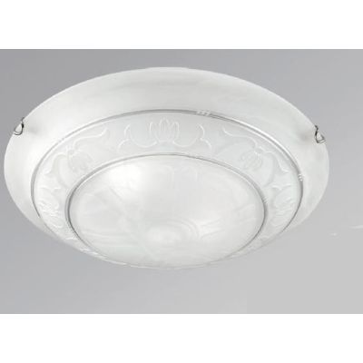 ISCHIA PLAFONIERA CLASSICA D40 IN VETRO SATINATO CON DECORO AMBRA O ARGENTO CRISTALENSI LUX - Cristalensi Shop Online