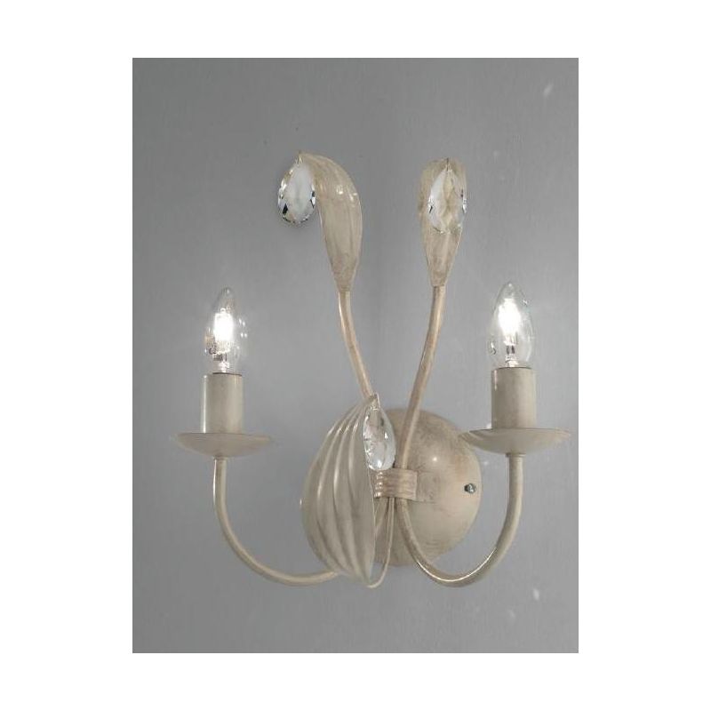 LANCIA LAMPADA DA PARETE CLASSICA IN METALLO AVORIO PATINATO ORO CON LAMPADINE A VISTA CRISTALENSI LUX - Cristalensi Shop Online