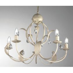 LANCIA SOSPENSIONE 5 LUCI CLASSICA IN METALLO AVORIO PATINATO ORO CON LAMPADINE A VISTA CRISTALENSI LUX - Cristalensi Shop Onlin 2