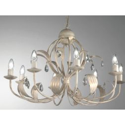 LANCIA LAMPADARIO 8 LUCI CLASSICO IN METALLO AVORIO PATINATO ORO CON LAMPADINE A VISTA CRISTALENSI LUX - Cristalensi Shop Online 2