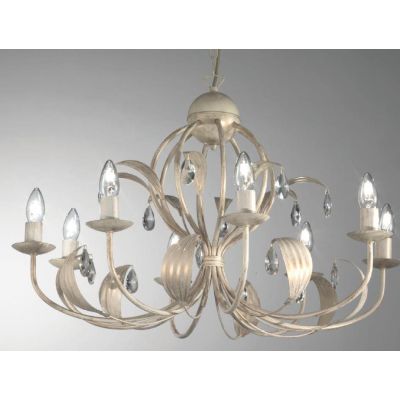 LANCIA LAMPADARIO 8 LUCI CLASSICO IN METALLO AVORIO PATINATO ORO CON LAMPADINE A VISTA CRISTALENSI LUX - Cristalensi Shop Online