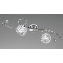 LARA PLAFONIERA O APPLIQUE 2 LUCI A SFERA CON OTTAGONI DI CRISTALLO DESIGN MODERNO CRISTALENSI LUX - Cristalensi Shop Online 2