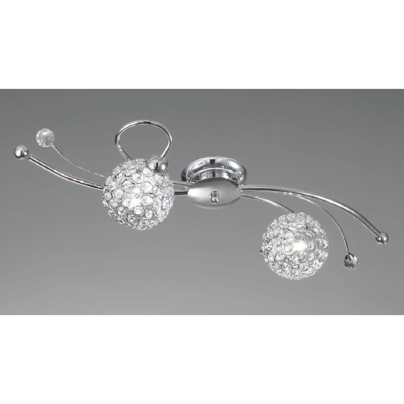 LARA PLAFONIERA O APPLIQUE 2 LUCI A SFERA CON OTTAGONI DI CRISTALLO DESIGN MODERNO CRISTALENSI LUX - Cristalensi Shop Online
