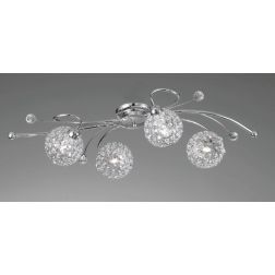 LARA PL4 PLAFONIERA 4 LUCI A SFERA CON OTTAGONI DI CRISTALLO DESIGN MODERNO CRISTALENSI LUX - Cristalensi Shop Online 2