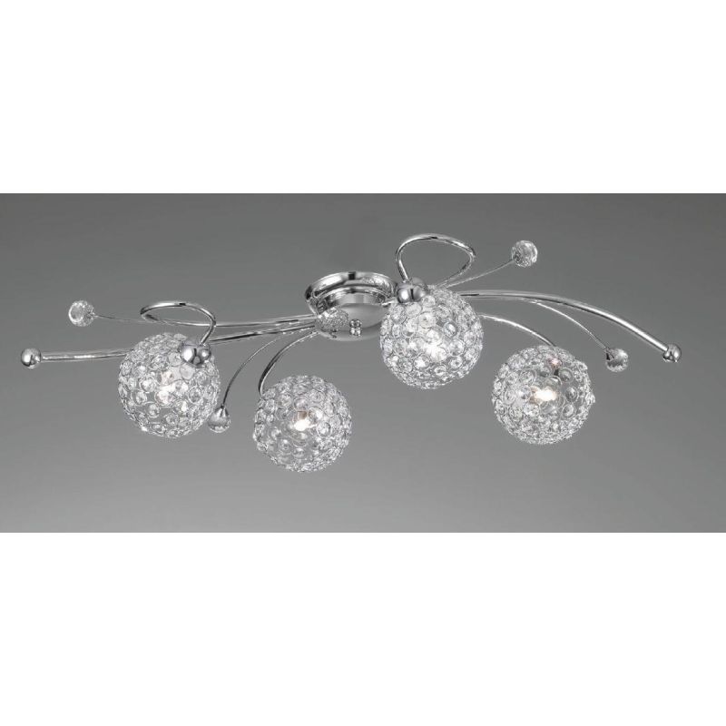 LARA PL4 PLAFONIERA 4 LUCI A SFERA CON OTTAGONI DI CRISTALLO DESIGN MODERNO CRISTALENSI LUX - Cristalensi Shop Online