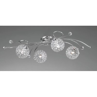 LARA PL4 PLAFONIERA 4 LUCI A SFERA CON OTTAGONI DI CRISTALLO DESIGN MODERNO CRISTALENSI LUX - Cristalensi Shop Online