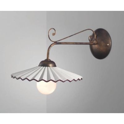 LIBERTY APPLIQUE RUSTICA IN METALLO RUGGINE CON PIATTO PLISSE IN CERAMICA BIANCA CRISTALENSI LUX - Cristalensi Shop Online