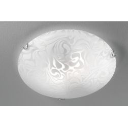 MARMO PLAFONIERA ROTONDA CLASSICA D30 IN VETRO BIANCO DAMASCATO ECONOMICA CRISTALENSI LUX - Cristalensi Shop Online 2